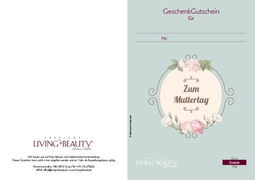 Living Beauty Gutschein-Druckvorlage Muttertag